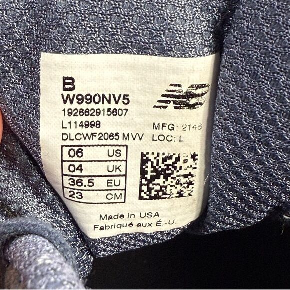 New Balance 990 V5 Womens Size 6 Navy Blue Made in USA Running Sneakers W990NV5 - Picture 9 of 9